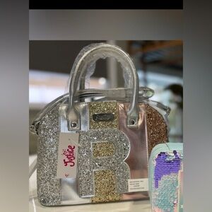 R purse tote personalized monogrammed silver rose gold